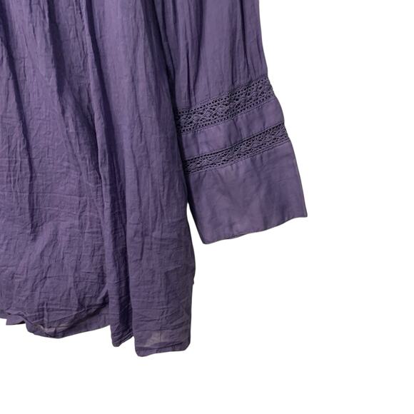 Free People Embroidered Bohemian Western Babydoll Mini Dress Periwinkle Sz M - Picture 9 of 13